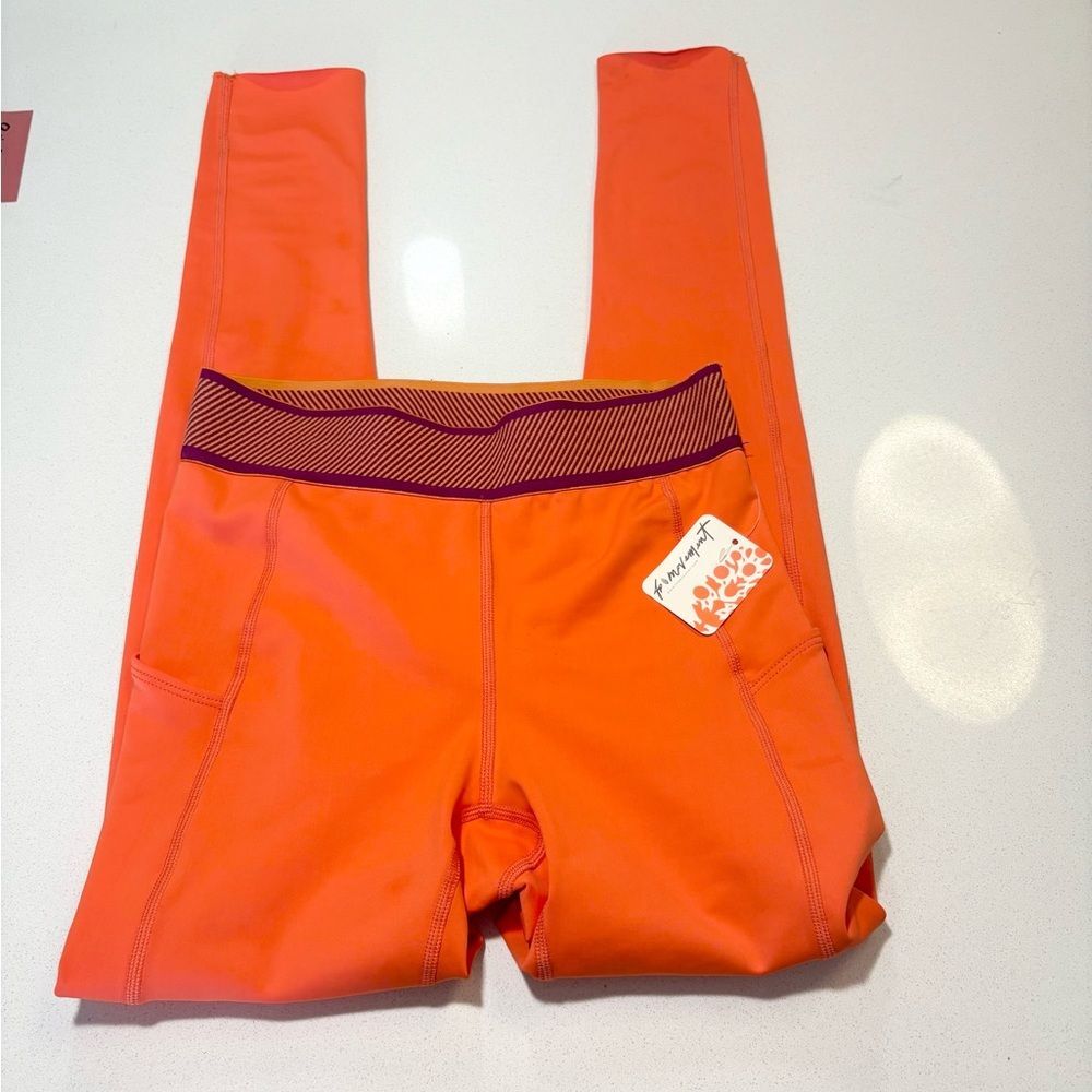 NWT Free People Endurance orange leggings size XS